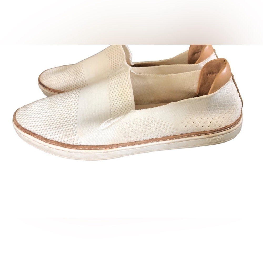 Ugg Sammy Slip On Knit Oxford Shoe Sz.10 Ivory W/Leather Detail Beach Vacay